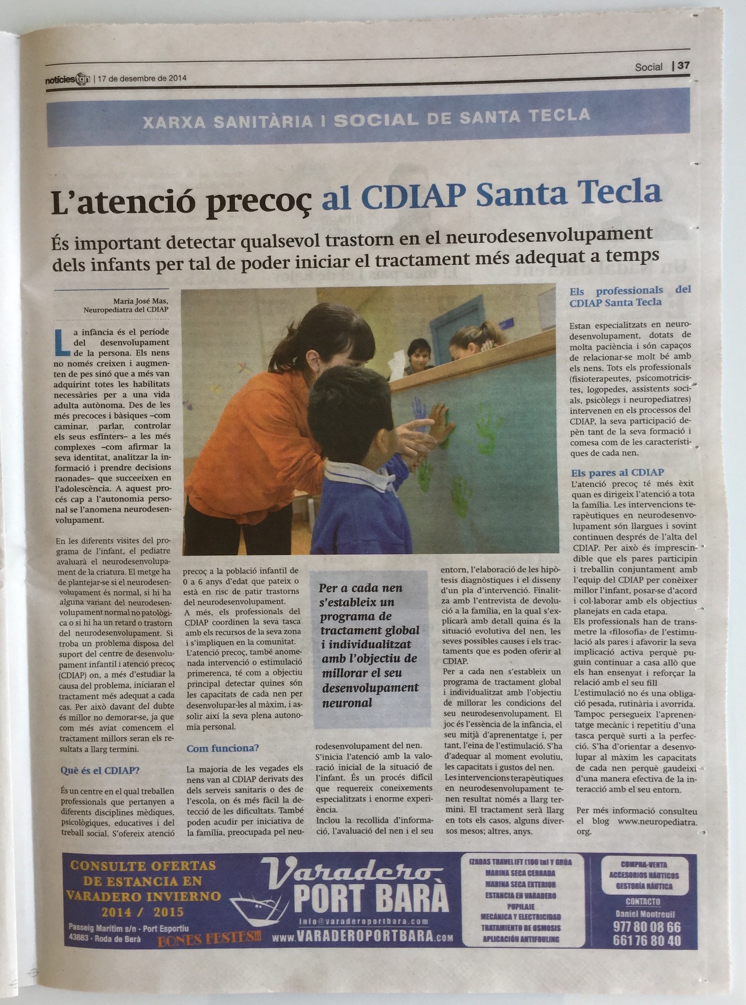 Articulo CDIAP Noticies Tarragona - 17 dic 2014