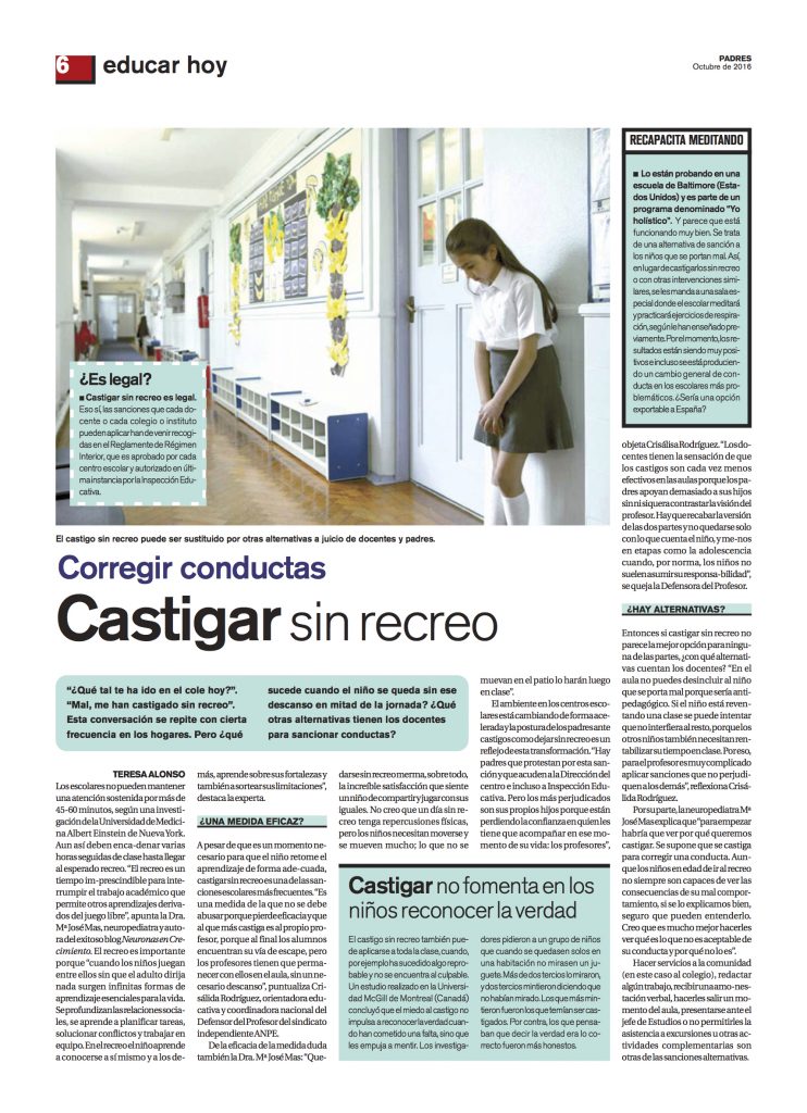 castigar sin recreo